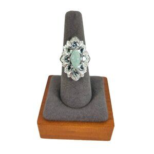 Vintage 925 Sterling Silver Genuine Multi-Gemstone Blue Aqua Estate Ring Sz 7.25